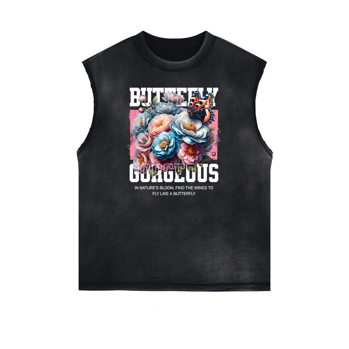 Frayed Edge Blossom Graphic Muscle Tank