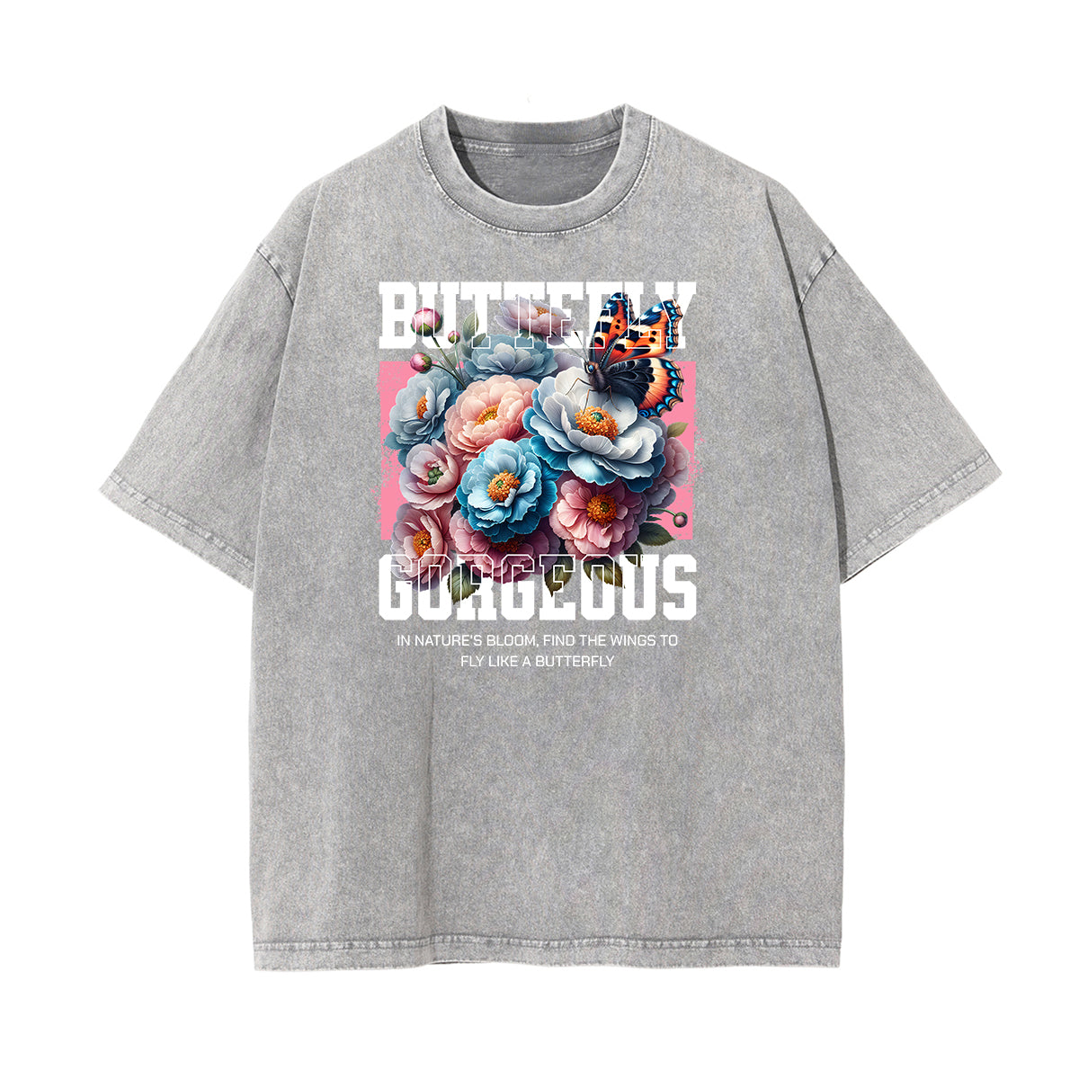 Camiseta con estampado de flores de algodón lavado