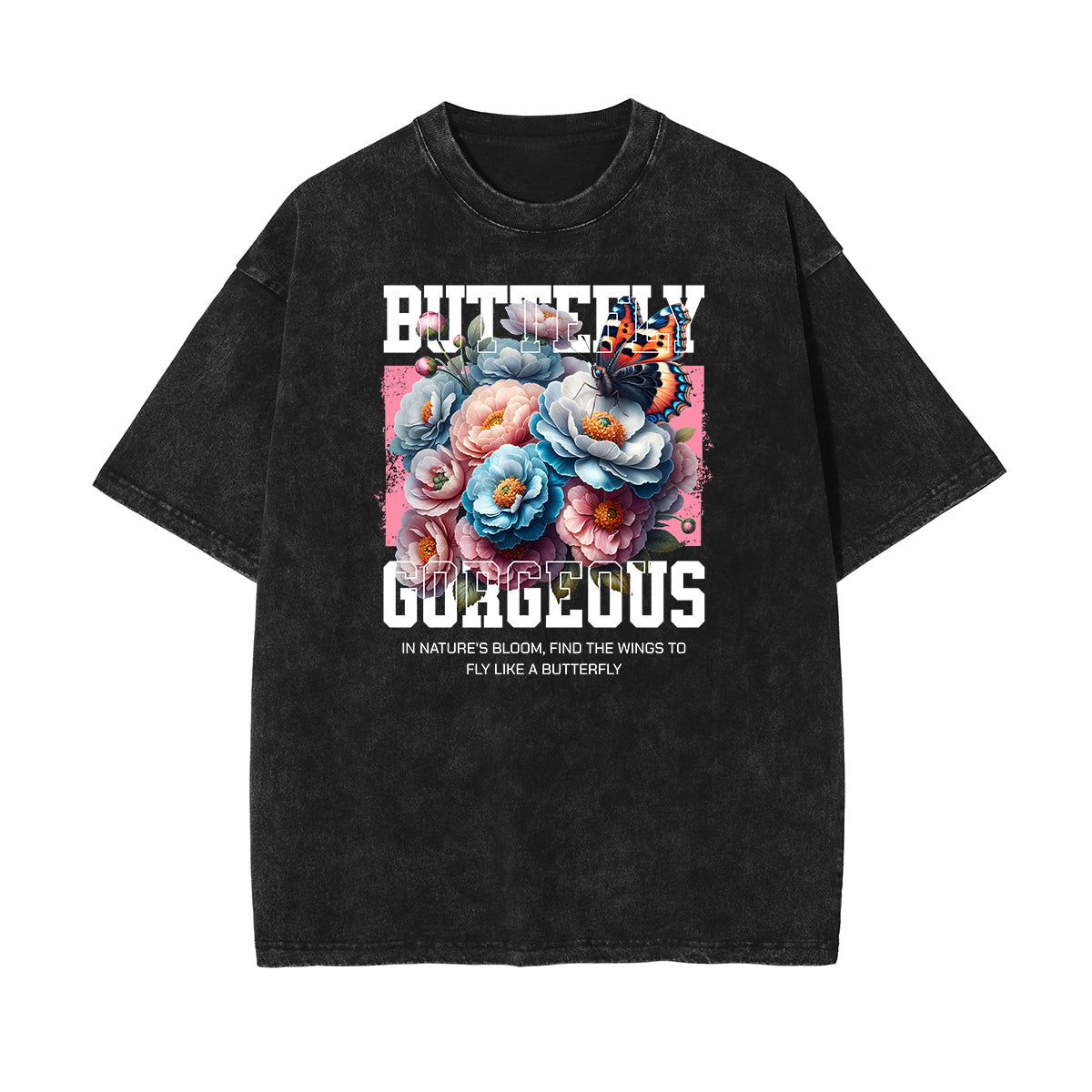 Washed Faded Blossom Pattern Tee