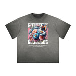 Camiseta con gráfico de flores descoloridas y gruesas