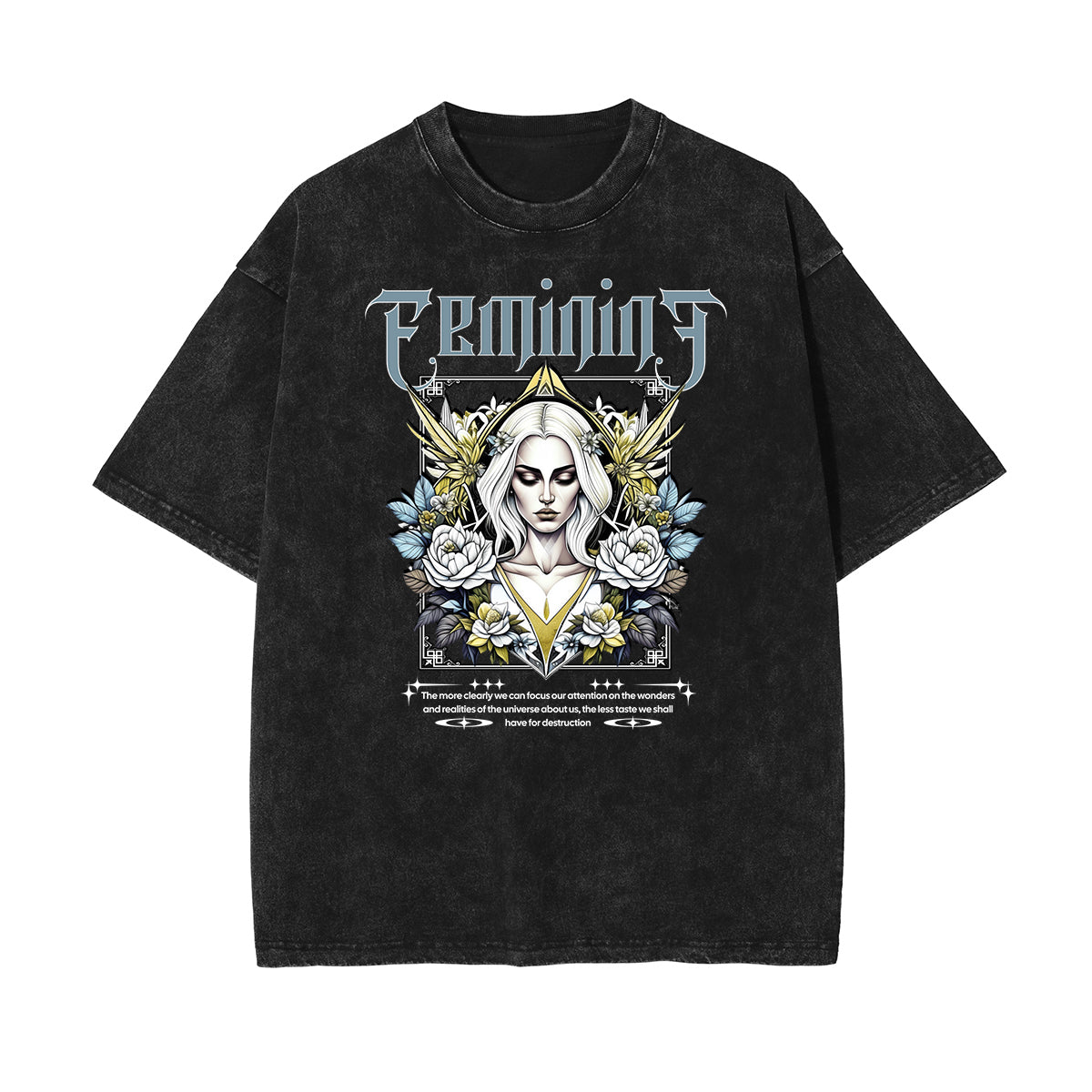 Washed Faded Blossom Pattern Tee