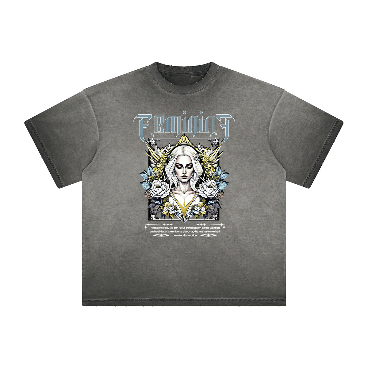 Camiseta con gráfico de flores descoloridas y gruesas