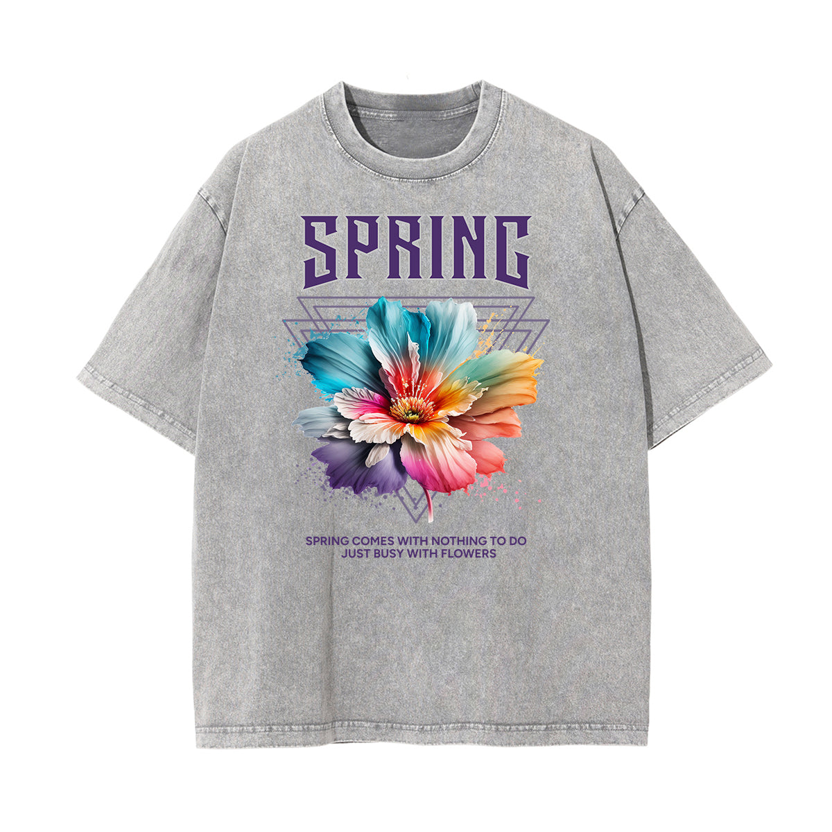 Camiseta con estampado de flores de algodón lavado