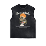 Frayed Edge Blossom Graphic Muscle Tank