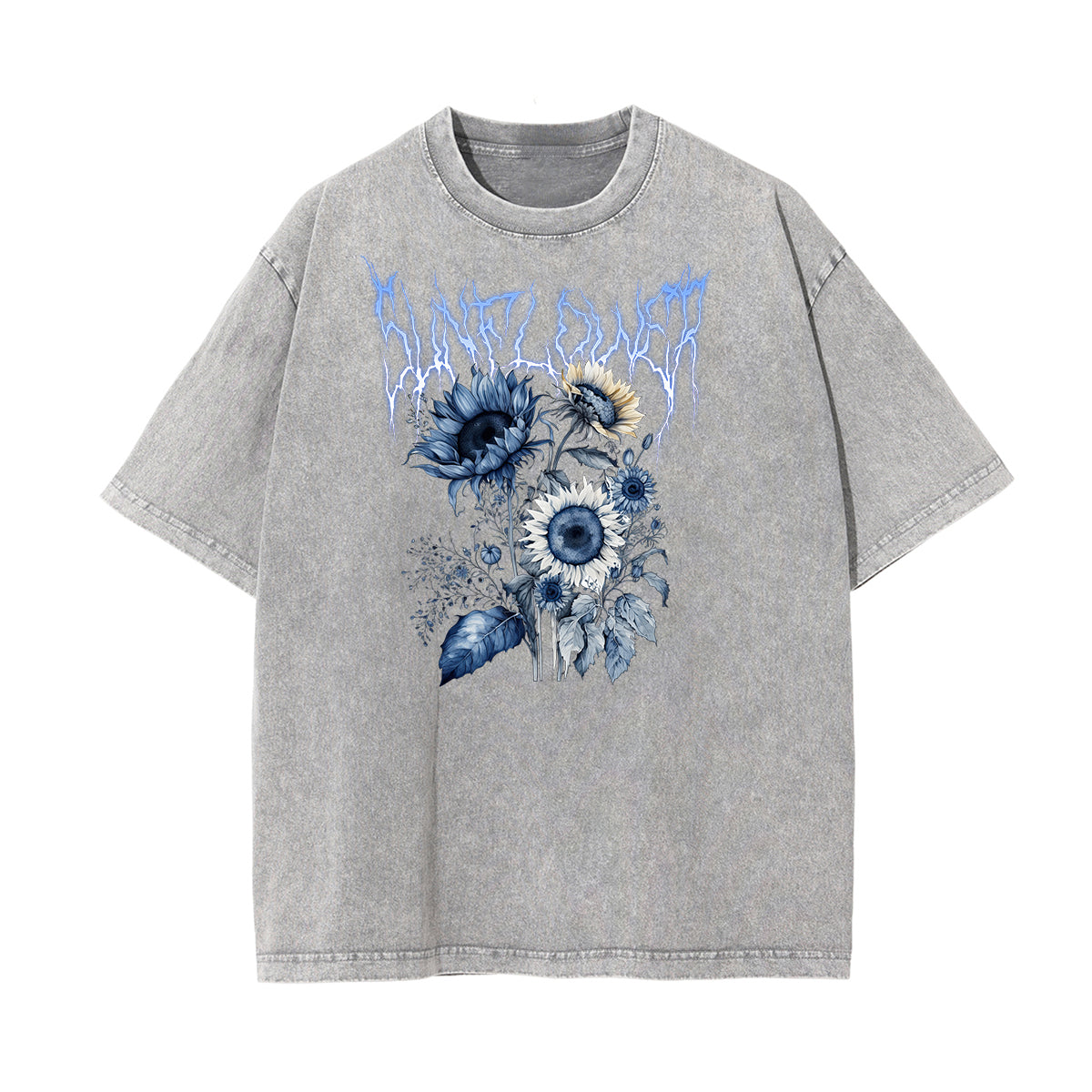 Camiseta con estampado de flores de algodón lavado