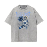 Camiseta con estampado de flores de algodón lavado