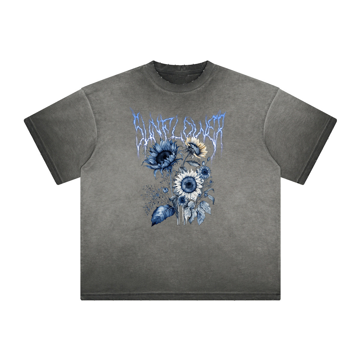 Camiseta con gráfico de flores descoloridas y gruesas