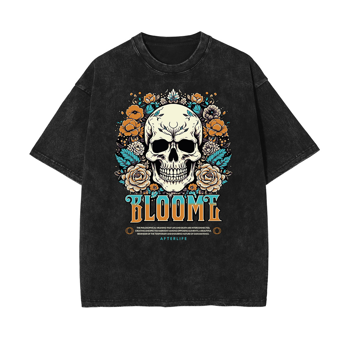 Washed Faded Blossom Pattern Tee