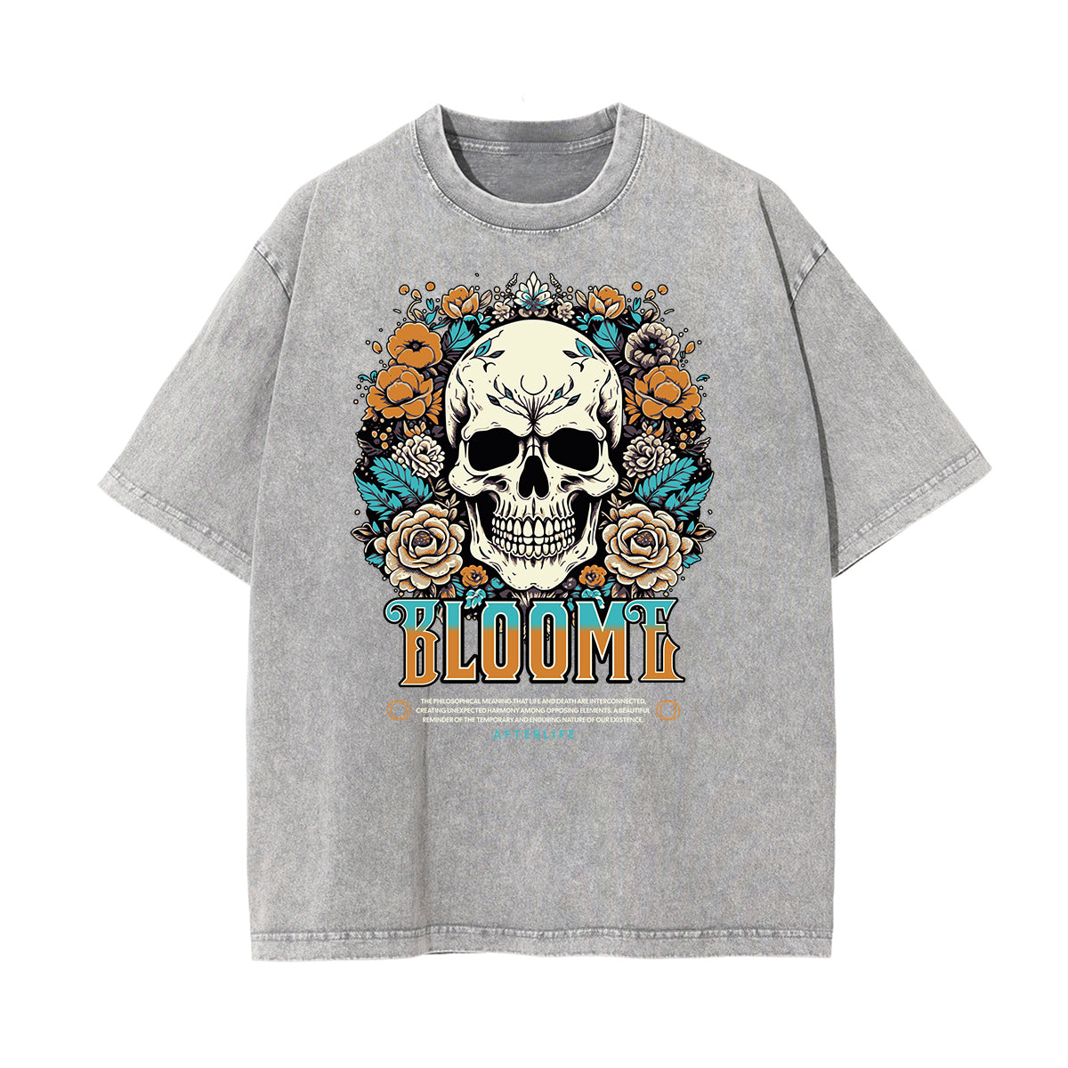 Camiseta con estampado de flores de algodón lavado