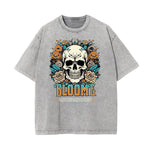 Camiseta con estampado de flores de algodón lavado