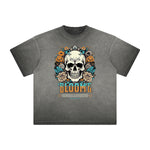 Camiseta con gráfico de flores descoloridas y gruesas