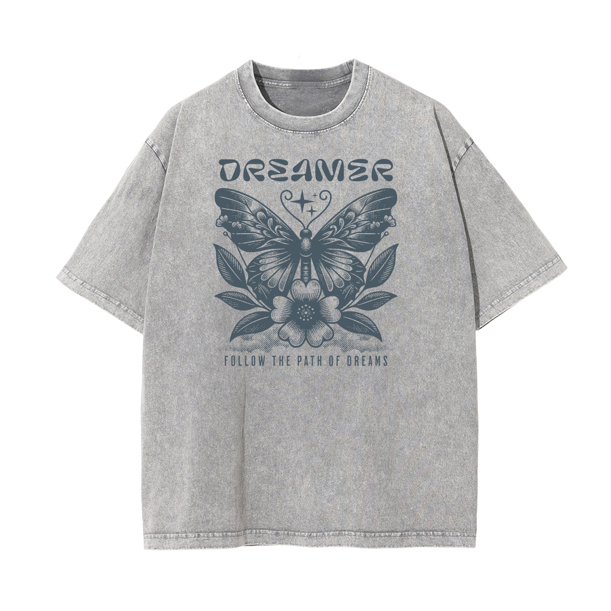 Camiseta con estampado de flores de algodón lavado