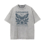 Camiseta con estampado de flores de algodón lavado