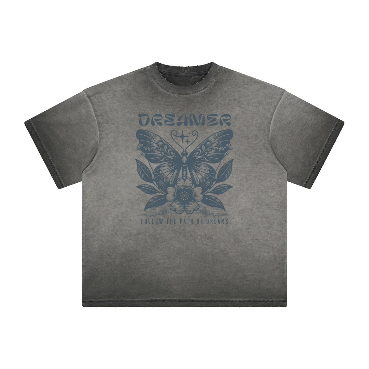 Camiseta con gráfico de flores descoloridas y gruesas