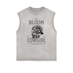 Distressed Sleeveless Blossom Graphic Tee