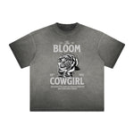 Camiseta con gráfico de flores descoloridas y gruesas