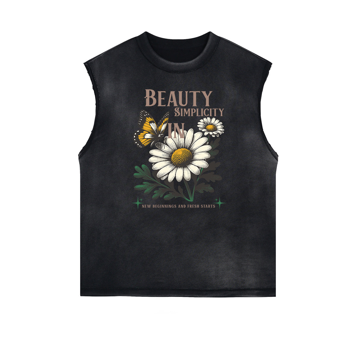Frayed Edge Blossom Graphic Muscle Tank