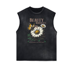 Frayed Edge Blossom Graphic Muscle Tank