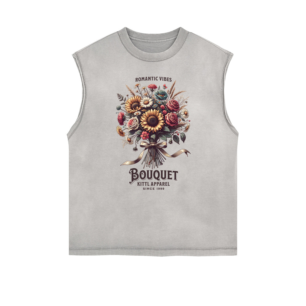 Distressed Sleeveless Blossom Graphic Tee