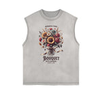 Distressed Sleeveless Blossom Graphic Tee