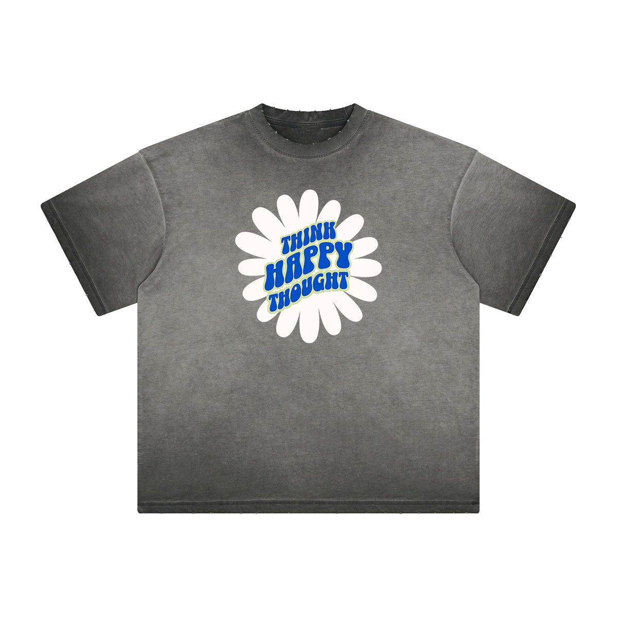 Camiseta con gráfico de flores descoloridas y gruesas