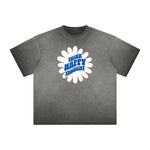 Camiseta con gráfico de flores descoloridas y gruesas