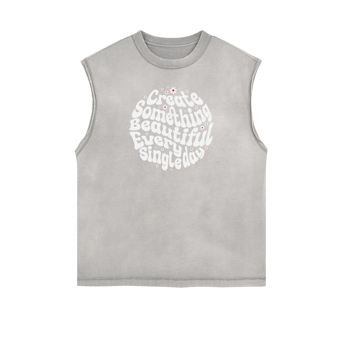Distressed Sleeveless Blossom Graphic Tee