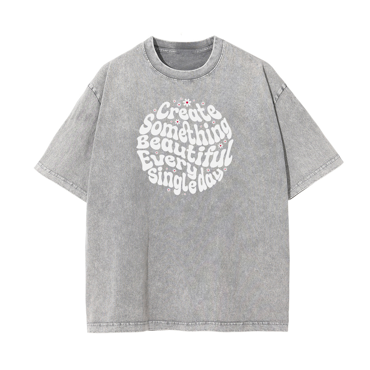 Camiseta con estampado de flores de algodón lavado