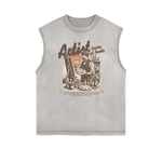 Camiseta sin mangas con estampado artístico abstracto