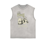 Camiseta sin mangas con estampado artístico abstracto