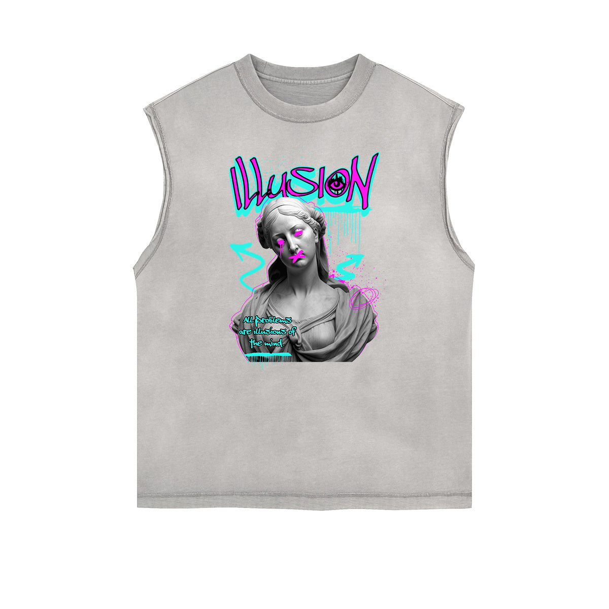 Camiseta sin mangas con estampado artístico abstracto