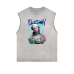 Camiseta sin mangas con estampado artístico abstracto