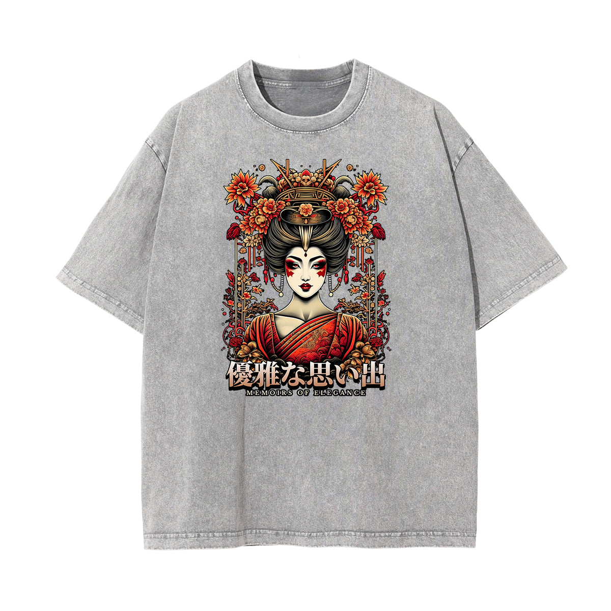 Stone Wash Japanese Ukiyo Pattern Tee