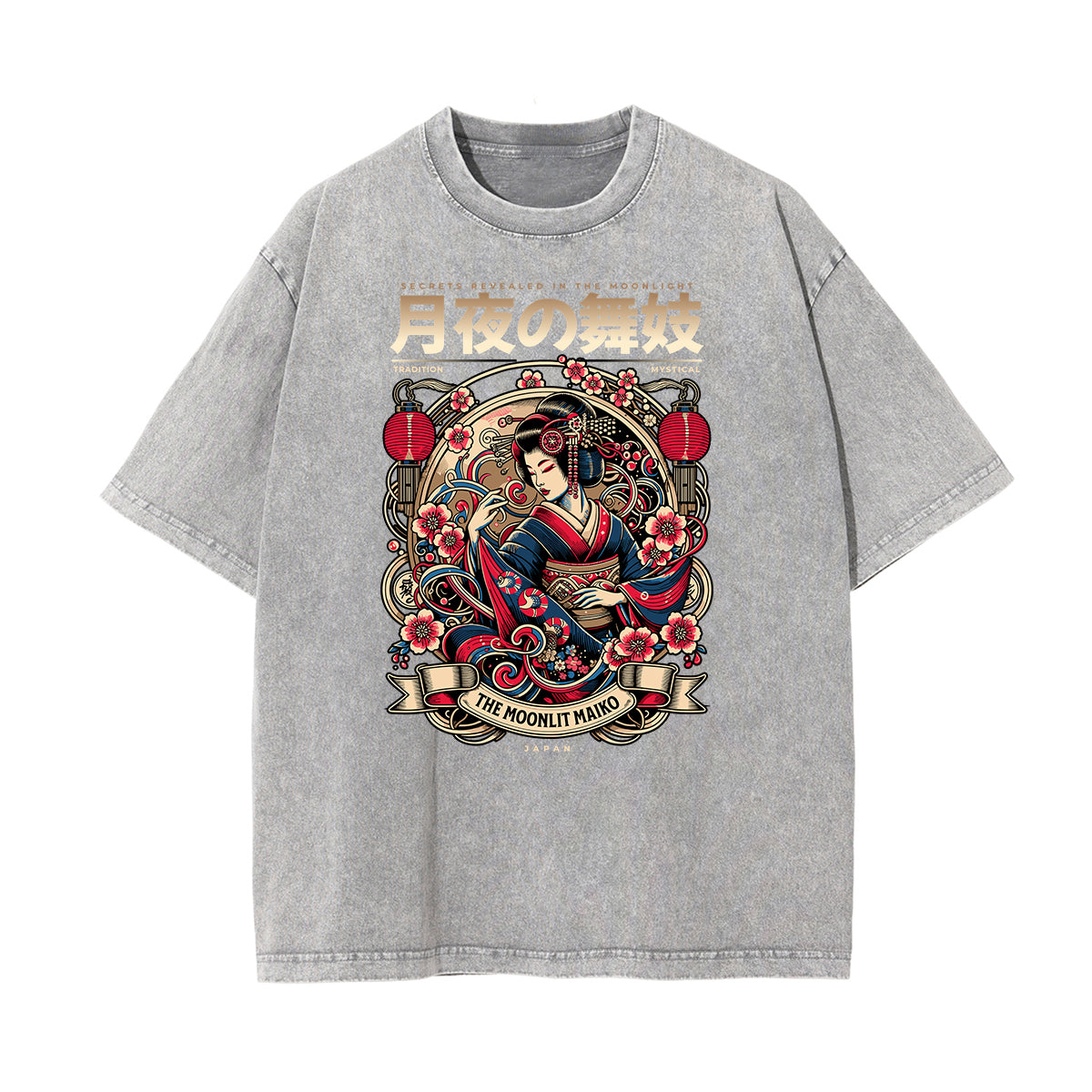 Stone Wash Japanese Ukiyo Pattern Tee