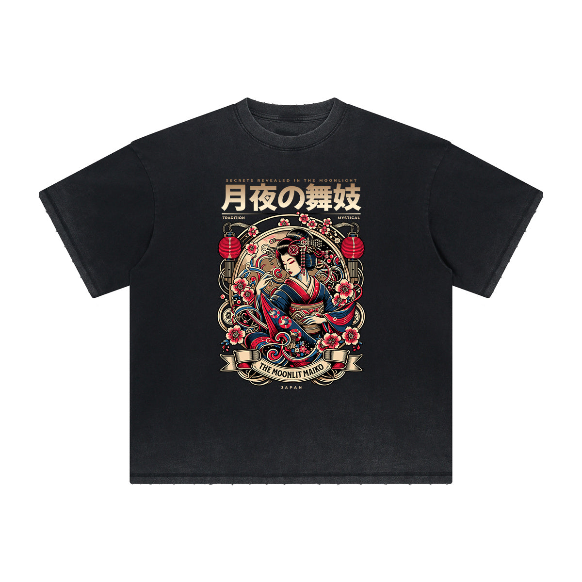 Camiseta con estampado ukiyo japonés de peso pesado