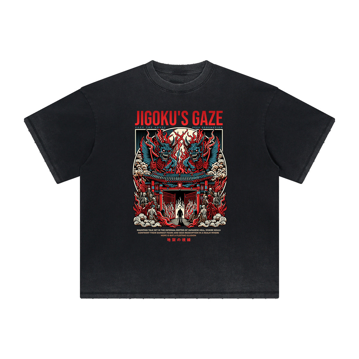 Camiseta con estampado ukiyo japonés de peso pesado