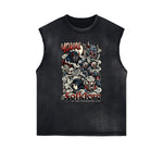 Camiseta sin mangas con estampado ukiyo japonés desgastado