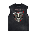 Camiseta sin mangas con estampado ukiyo japonés desgastado