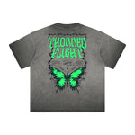Camiseta gráfica gruesa de estilo gótico descolorido