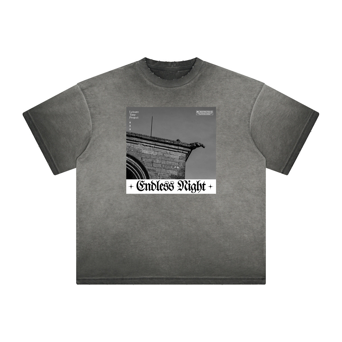 Camiseta gráfica gruesa de estilo gótico descolorido