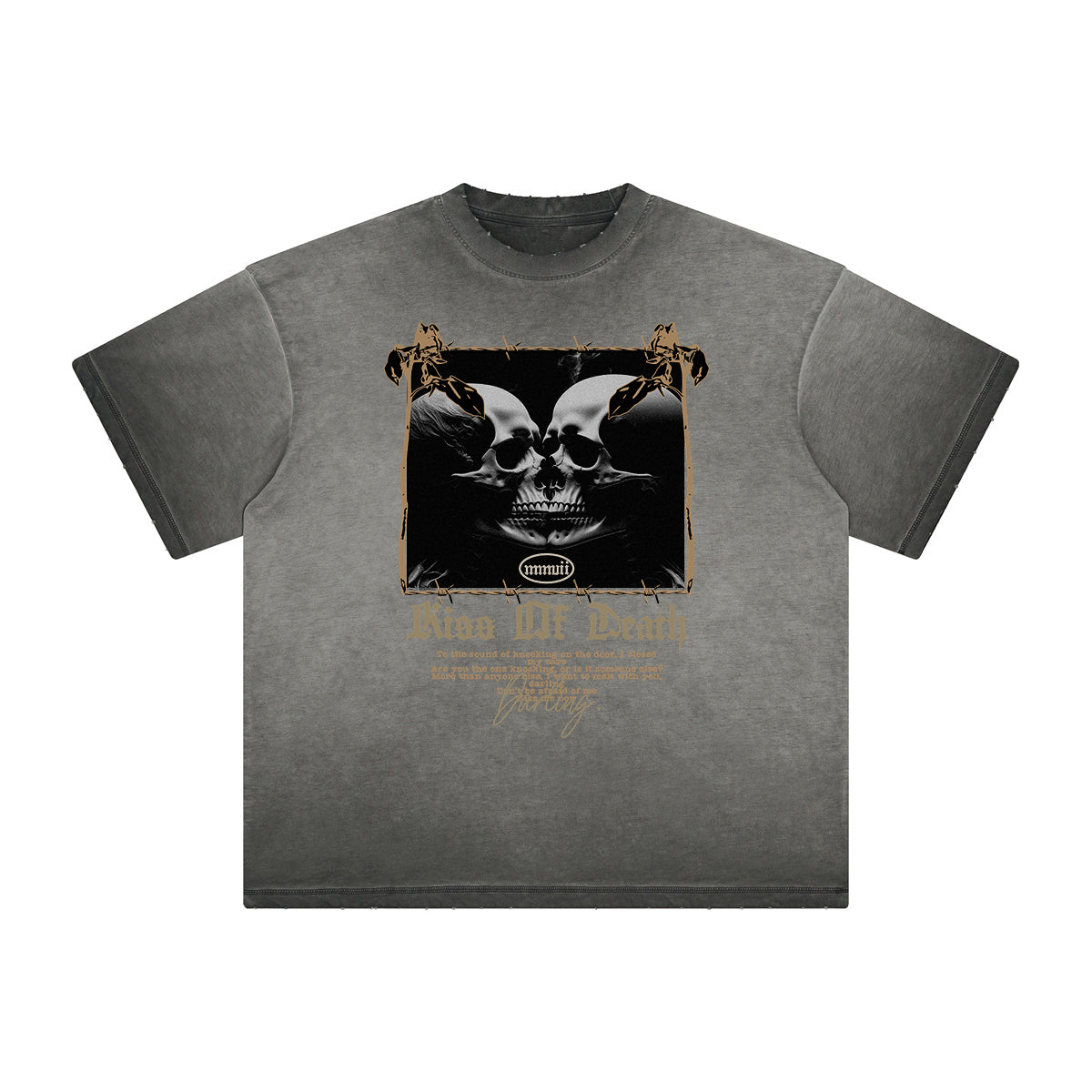 Camiseta gráfica gruesa de estilo gótico descolorido