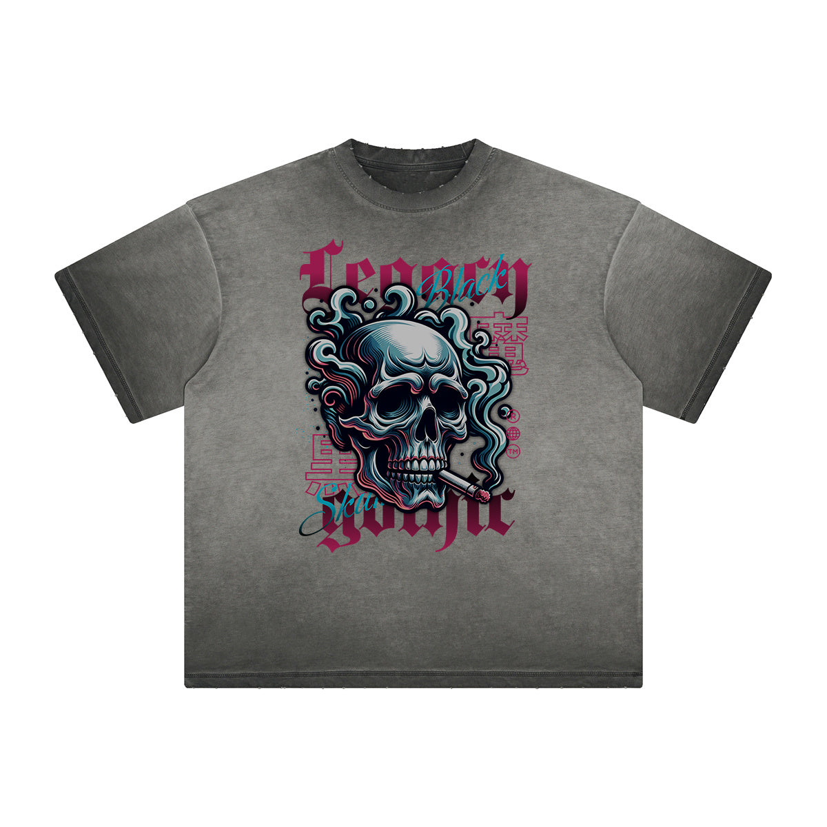 Camiseta gráfica gruesa de estilo gótico descolorido