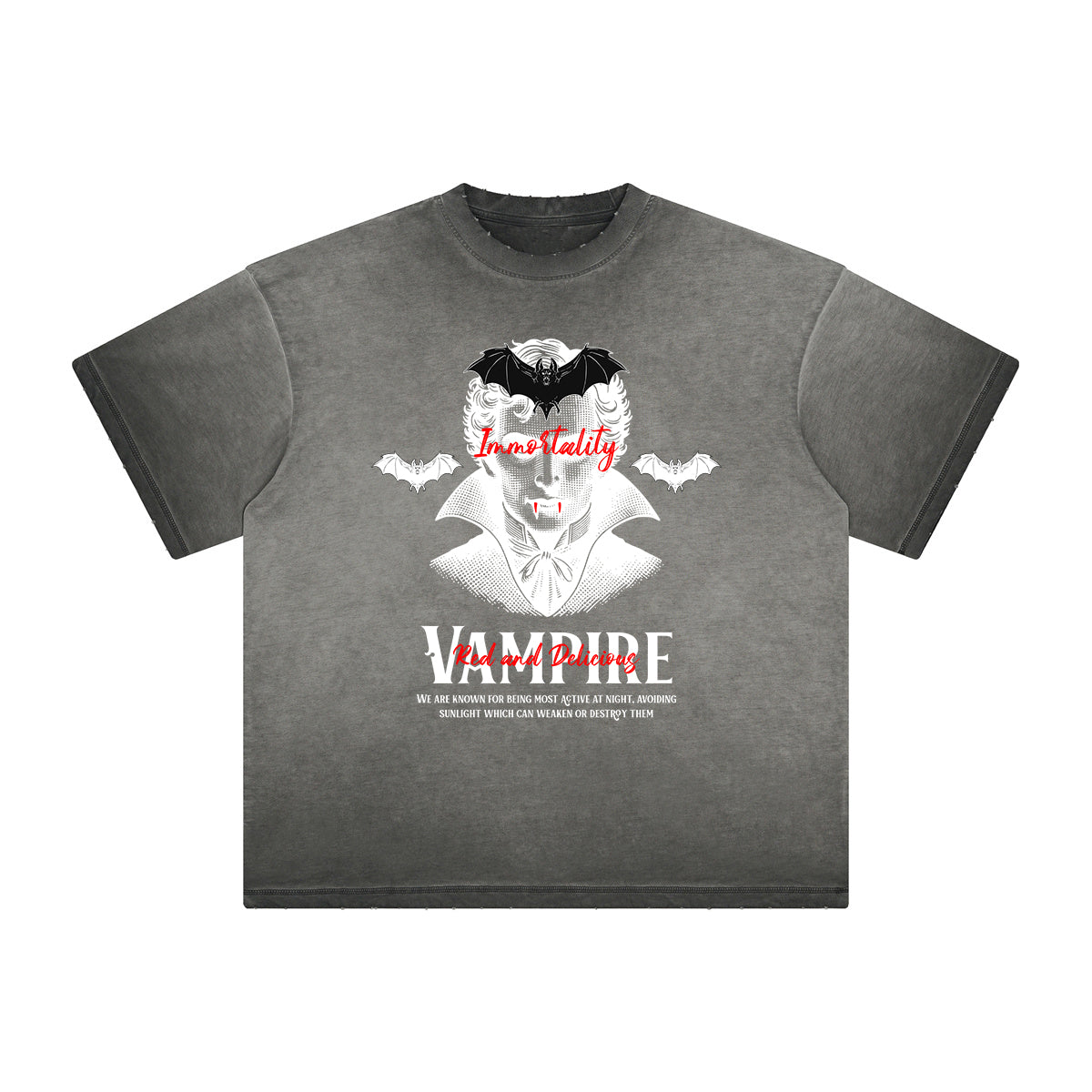 Camiseta gráfica gruesa de estilo gótico descolorido