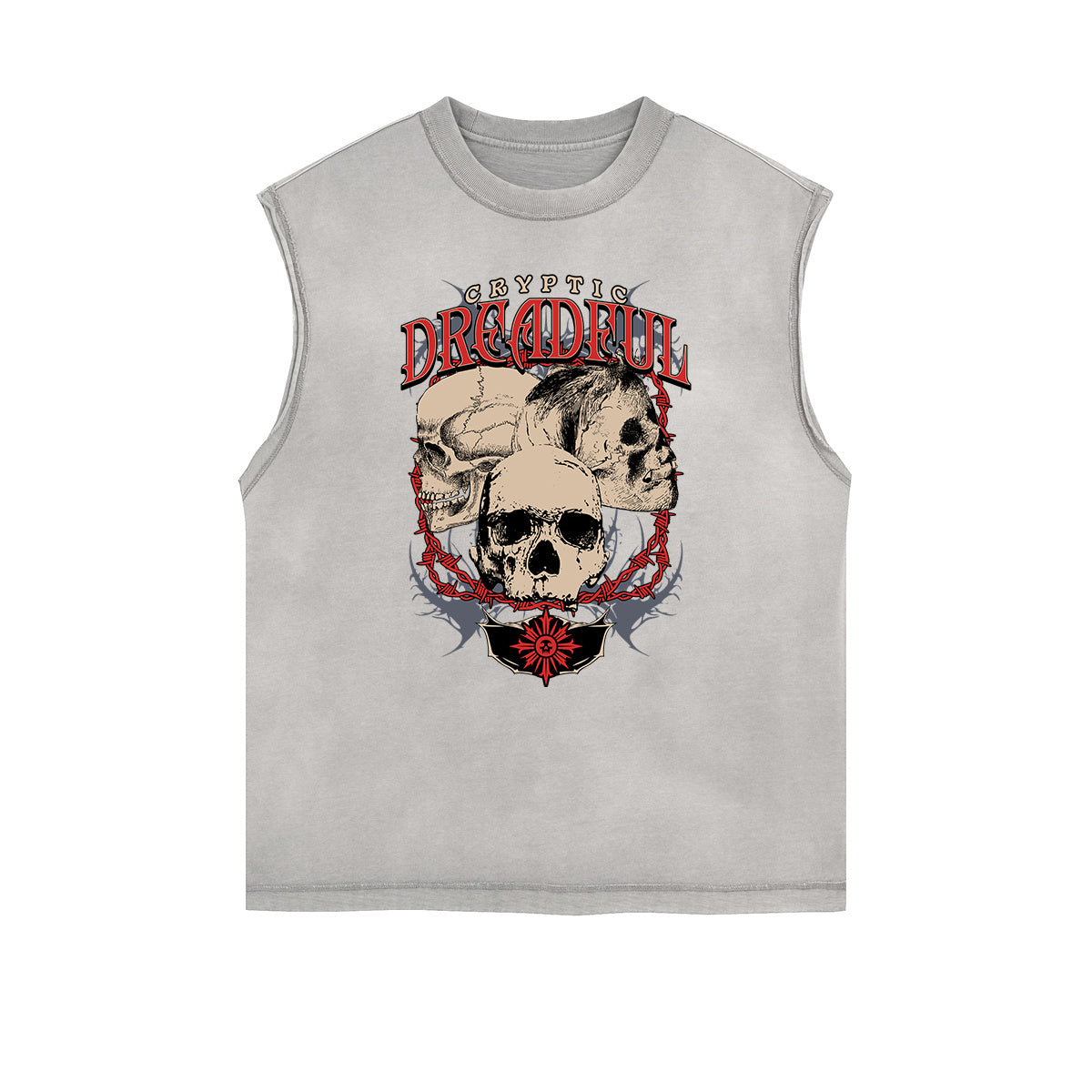 Sleeveless Gothic Style Pattern Tee