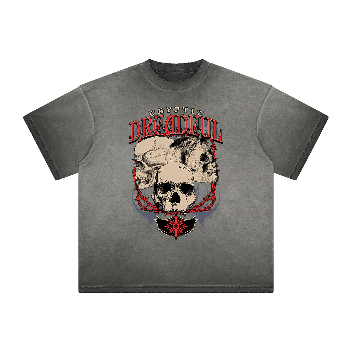 Camiseta gráfica gruesa de estilo gótico descolorido