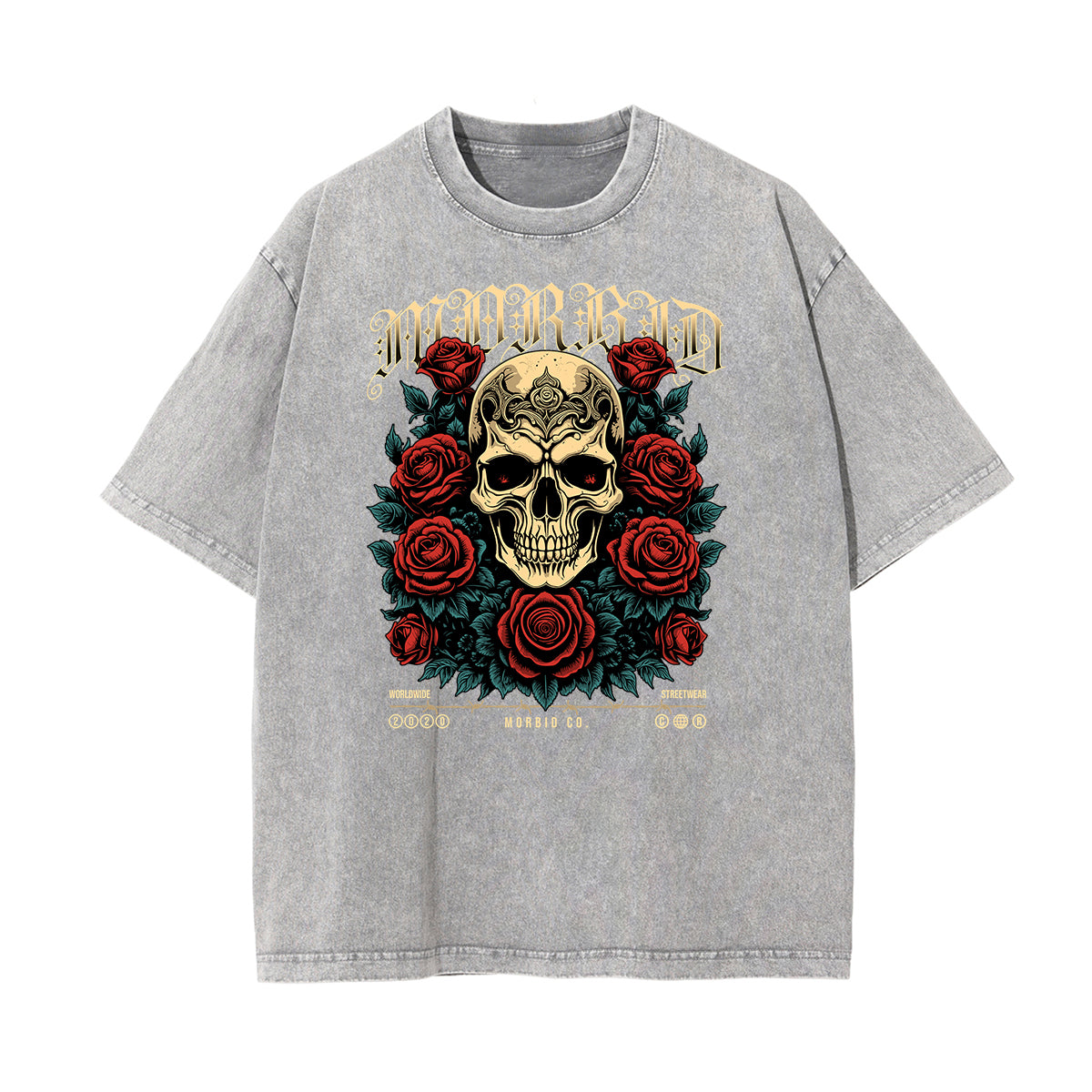 Stone Wash Gothic Style Graphic Tee