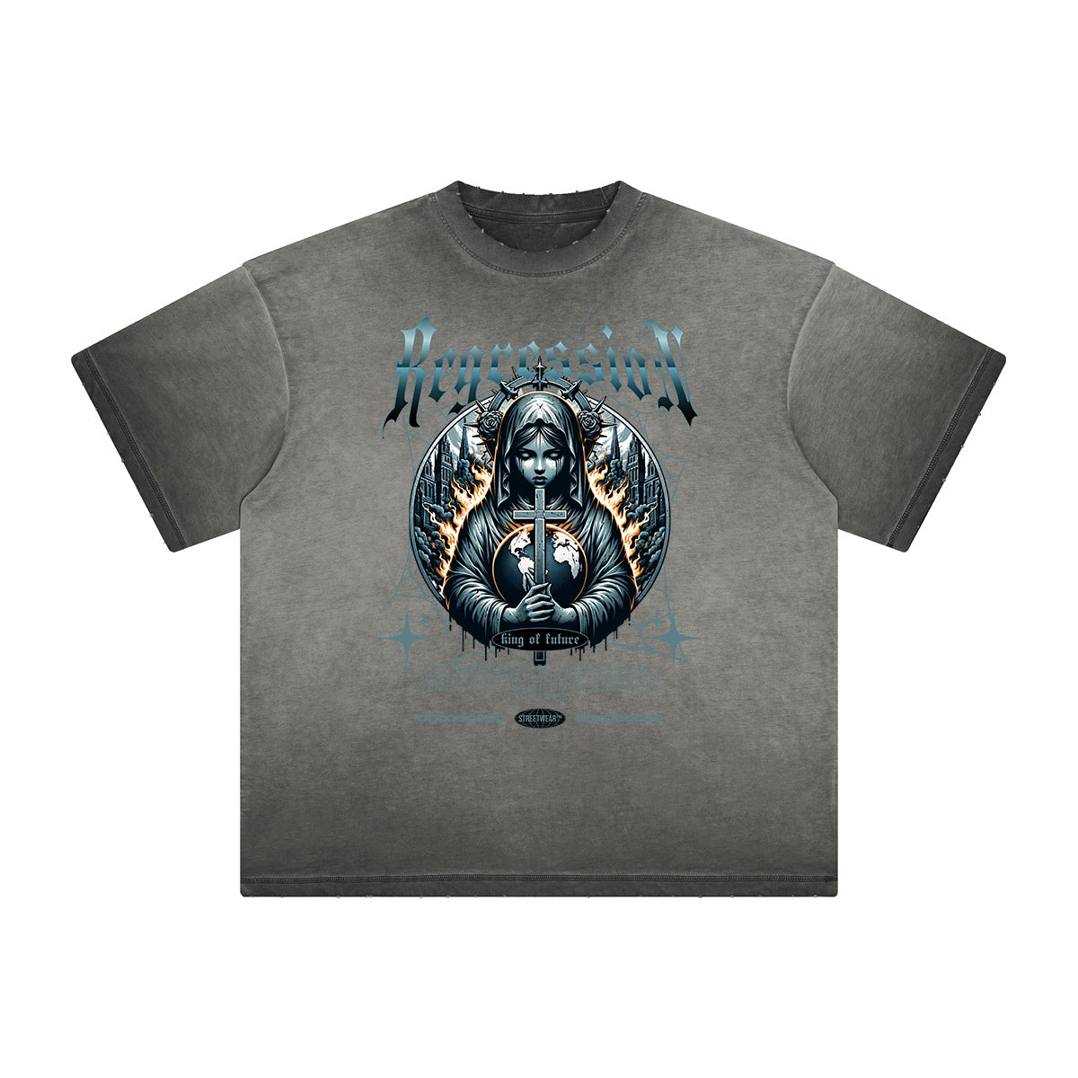 Camiseta gráfica gruesa de estilo gótico descolorido