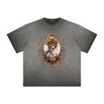 Camiseta gráfica gruesa de estilo gótico descolorido