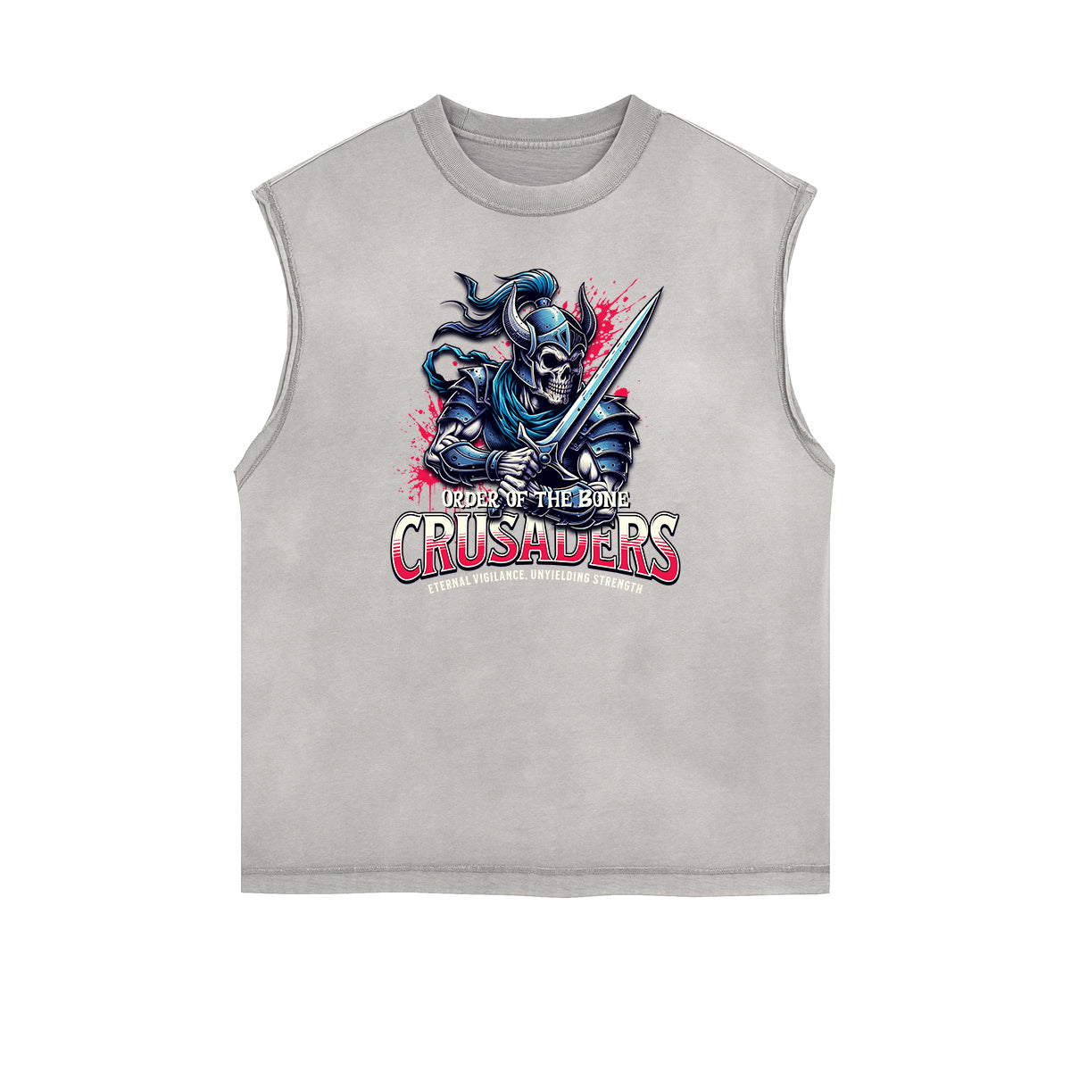 Camiseta sin mangas con estampado de cruzadas desgastadas