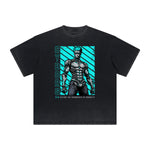 Camiseta vintage deshilachada con estampado de ciencia ficción y futurismo